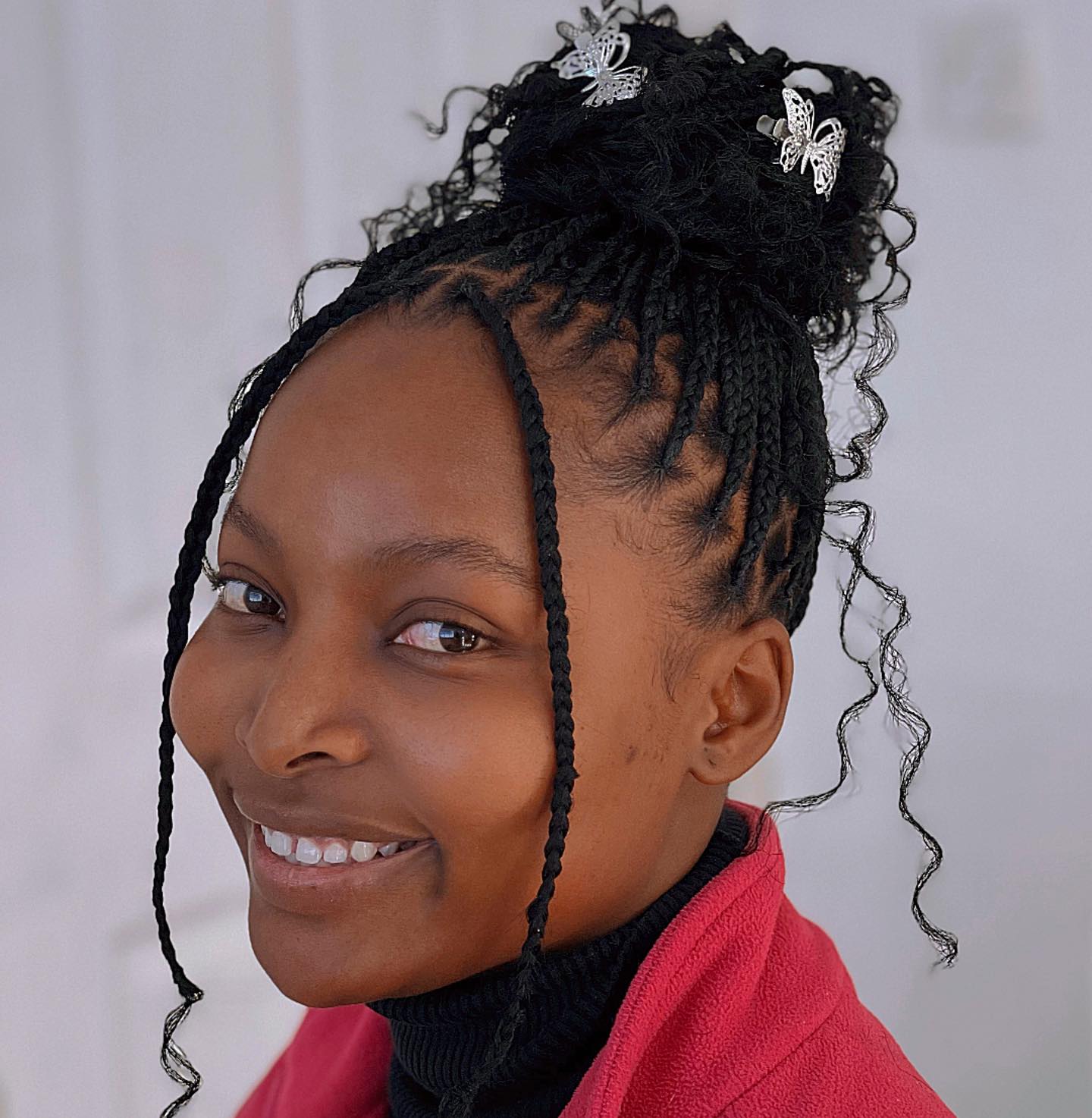 Messy Braided Bun with Butterfly Clips