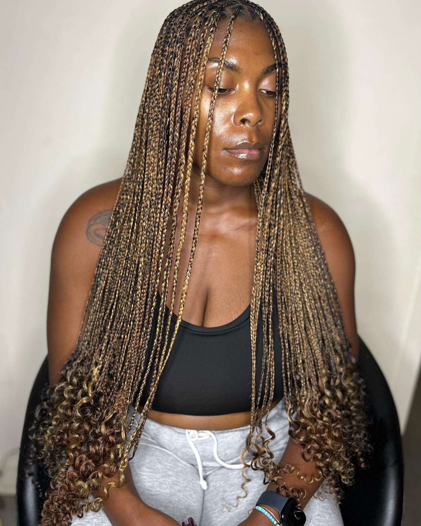 Thin Long Bronde Box Braids