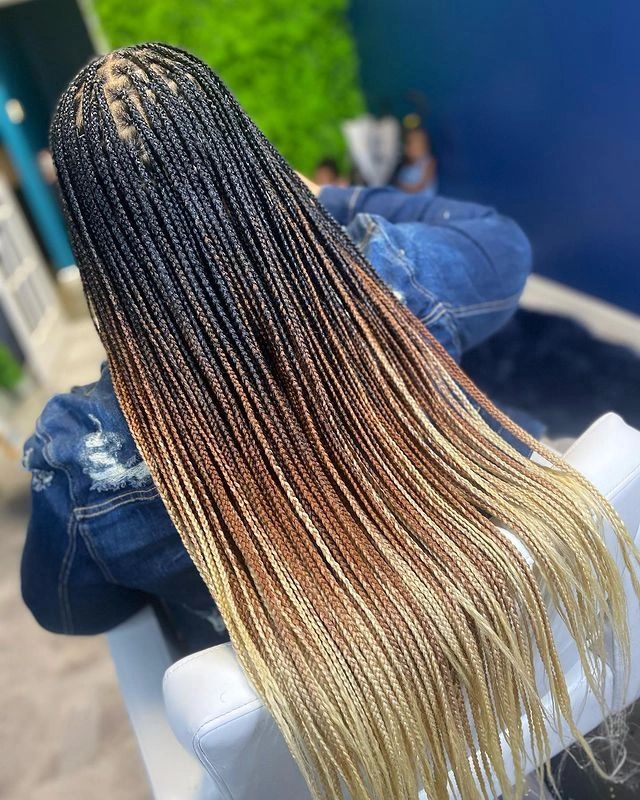 Long Black To Blonde Ombre Box Braids